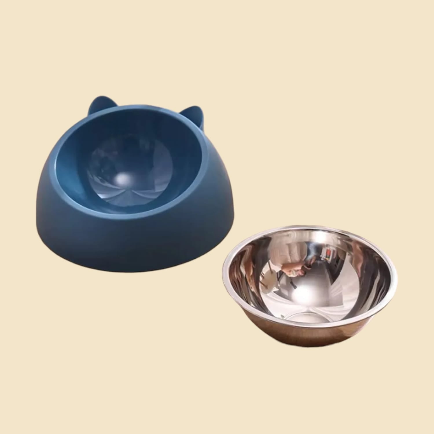 Comedero Inclinado de Acero Inoxidable para Gatos | Nanai Mascota